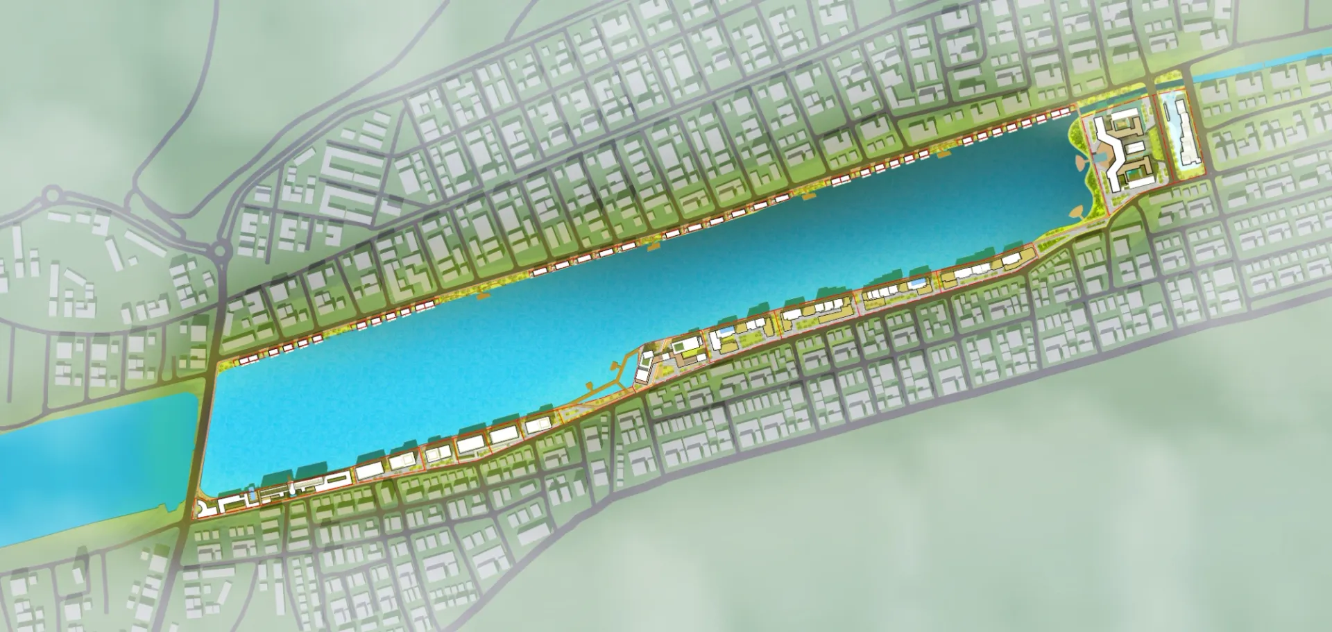 Plan masse d’East Lake Park autour de la lagune de Bê