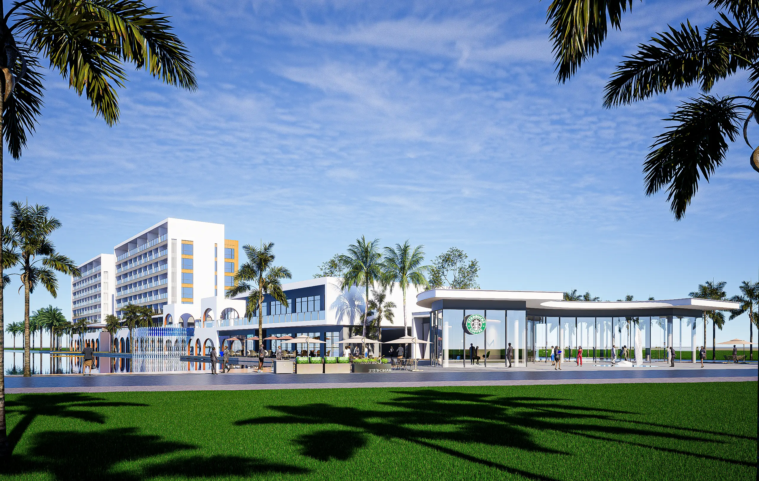 Siège de Reliance West Africa et Sika Resort, vus depuis la rue
