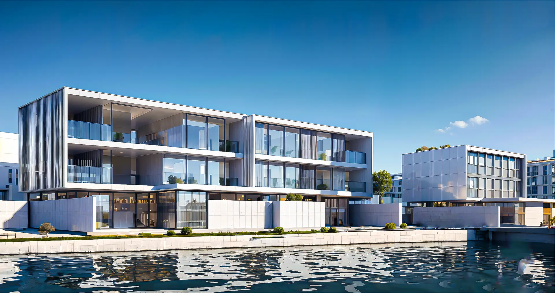 Villa sur trois niveaux, face à l’eau